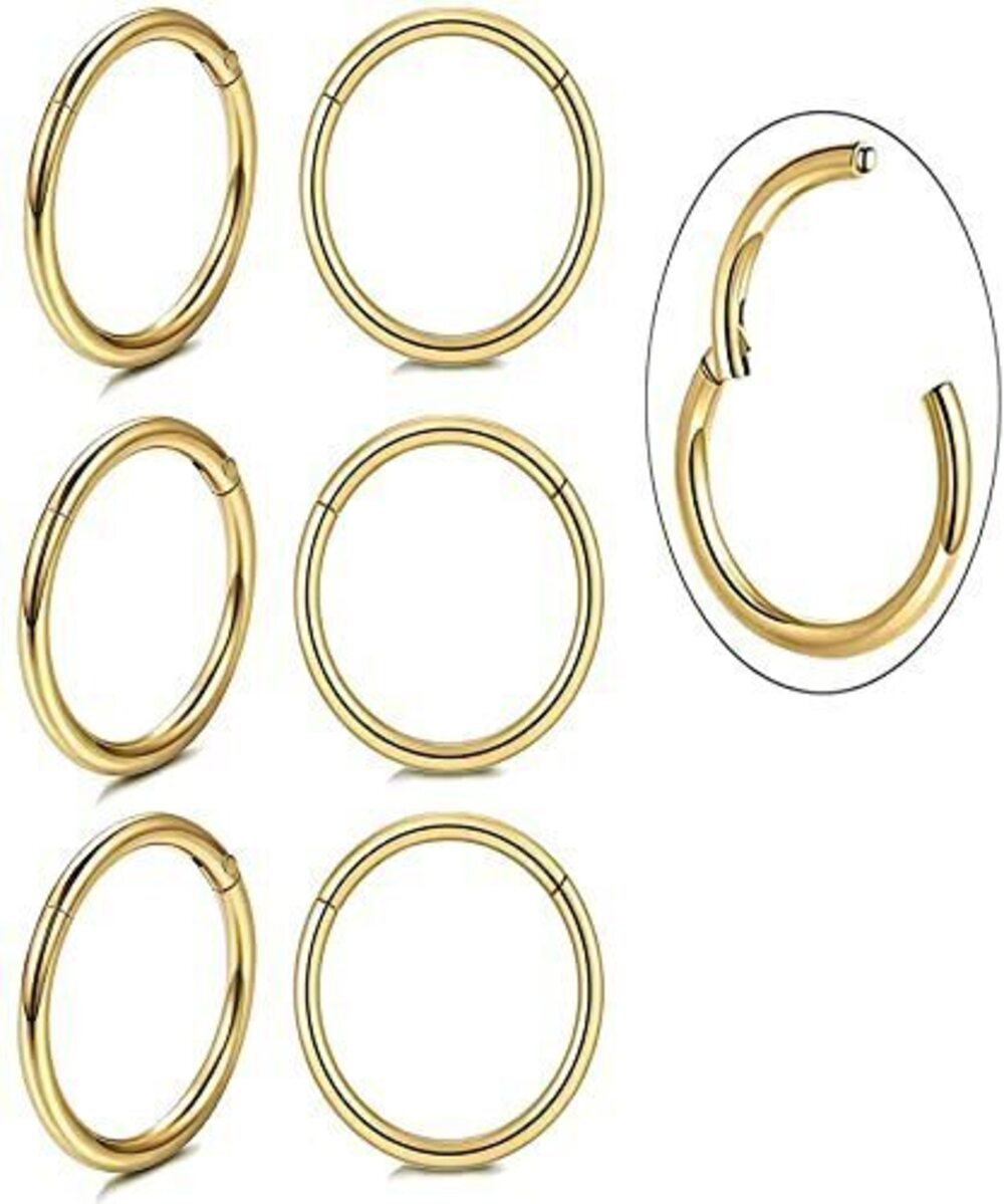 4381 Unisex Dainty Tiny 18k Real Gold Plating Cartilage Hoop Earrings, 16G